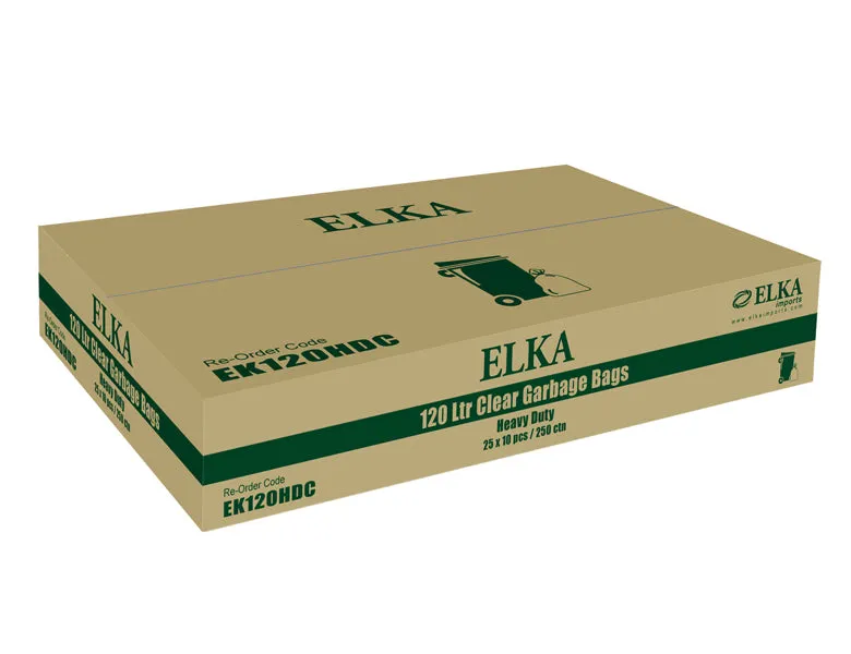 120L CLEAR HEAVY DUTY GARBAGE BAGS CARTON OF 250 (ROLL)
