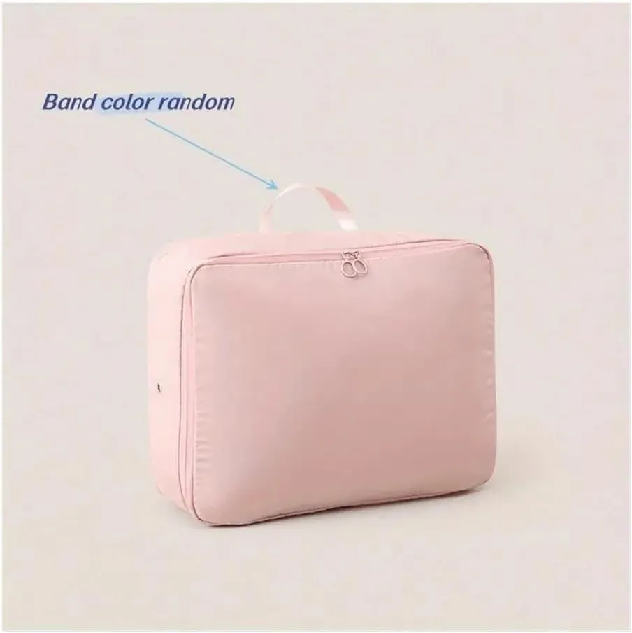 1/2/4PCS Foldable Compression Packing Bag Home Large Capacity Clothes Storage Bag Travel Portable Handheld Compression Bag(Pink,40X30X18cm)