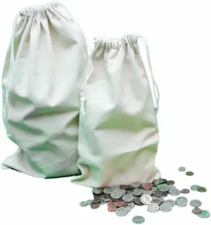 14 x 24 Inches Large Size Heavy Duty Flat Bottom Coin Bags with Draw Strings, 5-Pack (LAFBDS5)