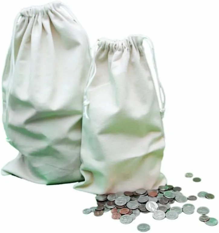 14 x 24 Inches Large Size Heavy Duty Flat Bottom Coin Bags with Draw Strings, 5-Pack (LAFBDS5)