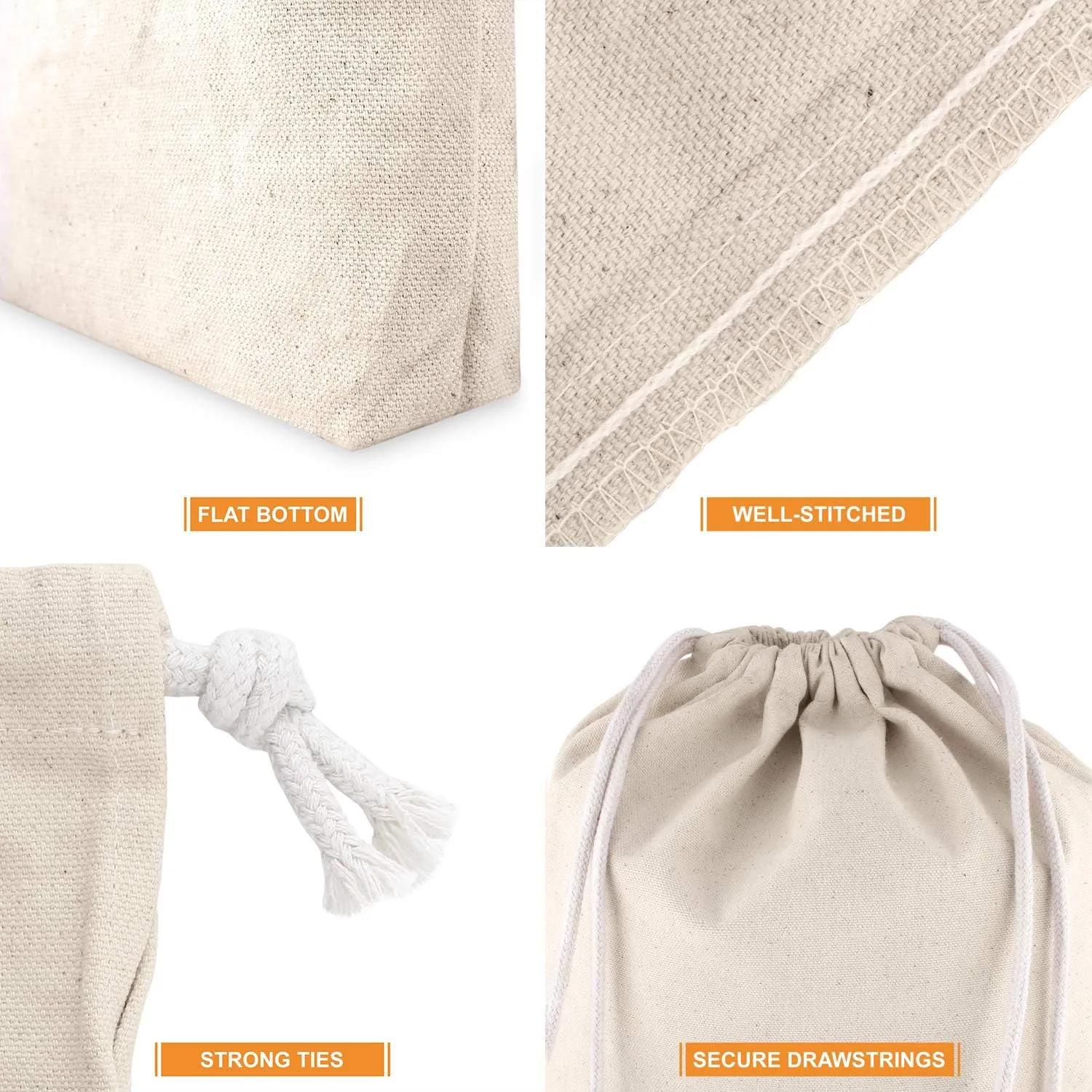 14 x 24 Inches Large Size Heavy Duty Flat Bottom Coin Bags with Draw Strings, 5-Pack (LAFBDS5)