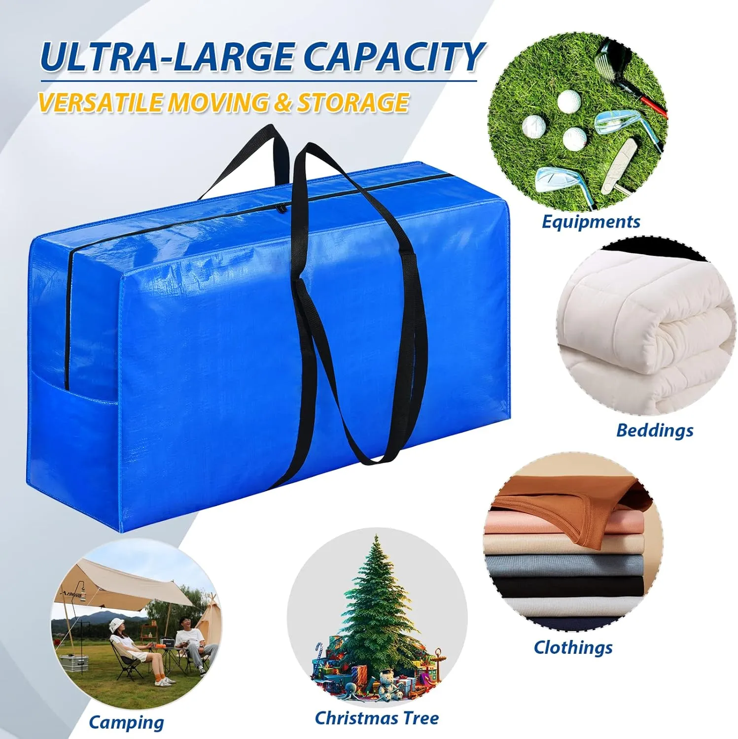 168 Gallon Extra Large Storage Bags, Zippered Outdoor Cushion Furniture Storage Bag with Handles,Jumbo Large Moving Bags Heavy Duty, Christmas Tree Bag, 65x30x20 inch - 2PACK
