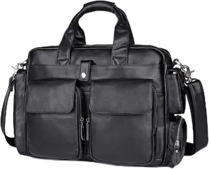 16.9in Men Messenger Crossbody Bag, large capacity, Laptop Briefcase, leathers, Waterproof Travel Versatile Work Bag, for Office Business College