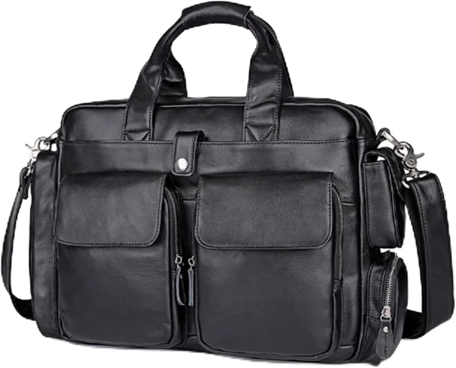 16.9in Men Messenger Crossbody Bag, large capacity, Laptop Briefcase, leathers, Waterproof Travel Versatile Work Bag, for Office Business College