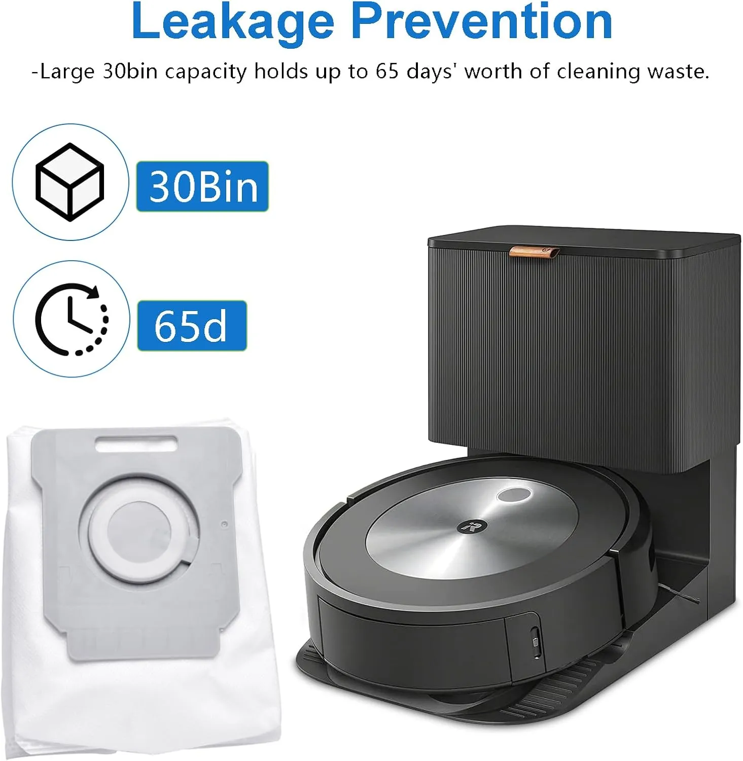 18 Pack Vacuum Bags Compatible with iRobot Roomba Bags i7 i7  i3 i3  i4 i4  i6 i6  i8 i8  i1 i1  j7 j7 /Plus S9 S9  I & S & J Series Robot Vacuum Parts, Reuse Automatic Dirt Disposal Bags