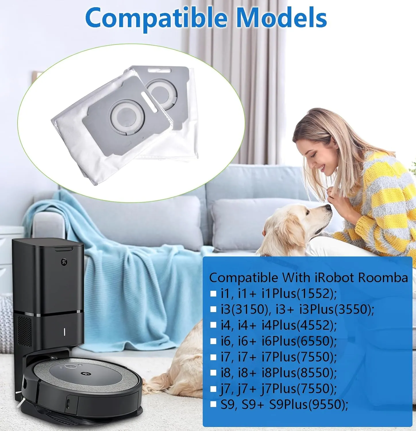 18 Pack Vacuum Bags Compatible with iRobot Roomba Bags i7 i7  i3 i3  i4 i4  i6 i6  i8 i8  i1 i1  j7 j7 /Plus S9 S9  I & S & J Series Robot Vacuum Parts, Reuse Automatic Dirt Disposal Bags
