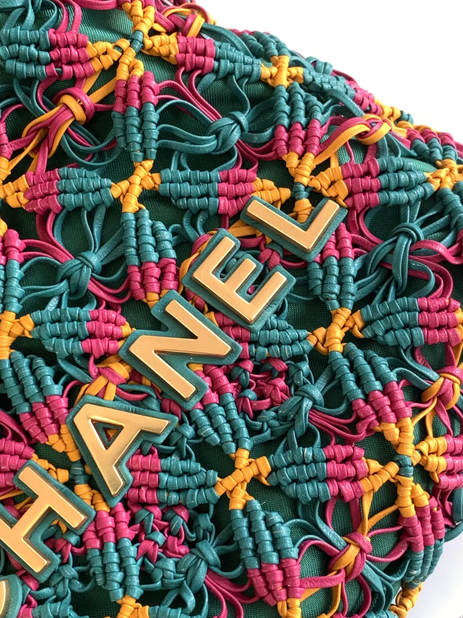 19cm Macrame Multicolor Green Mini Hobo Gold Bag CHANEL Dedicated support Discounted shipping Calfskin Hardware 22