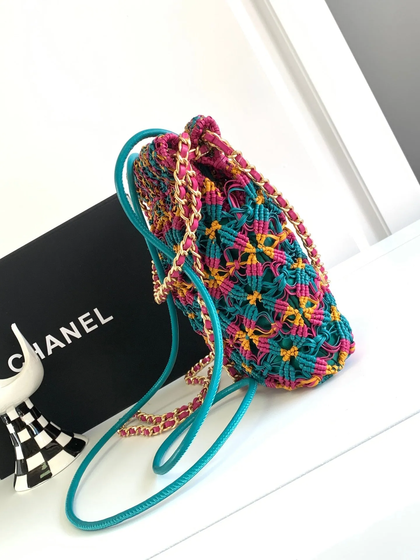 19cm Macrame Multicolor Green Mini Hobo Gold Bag CHANEL Dedicated support Discounted shipping Calfskin Hardware 22