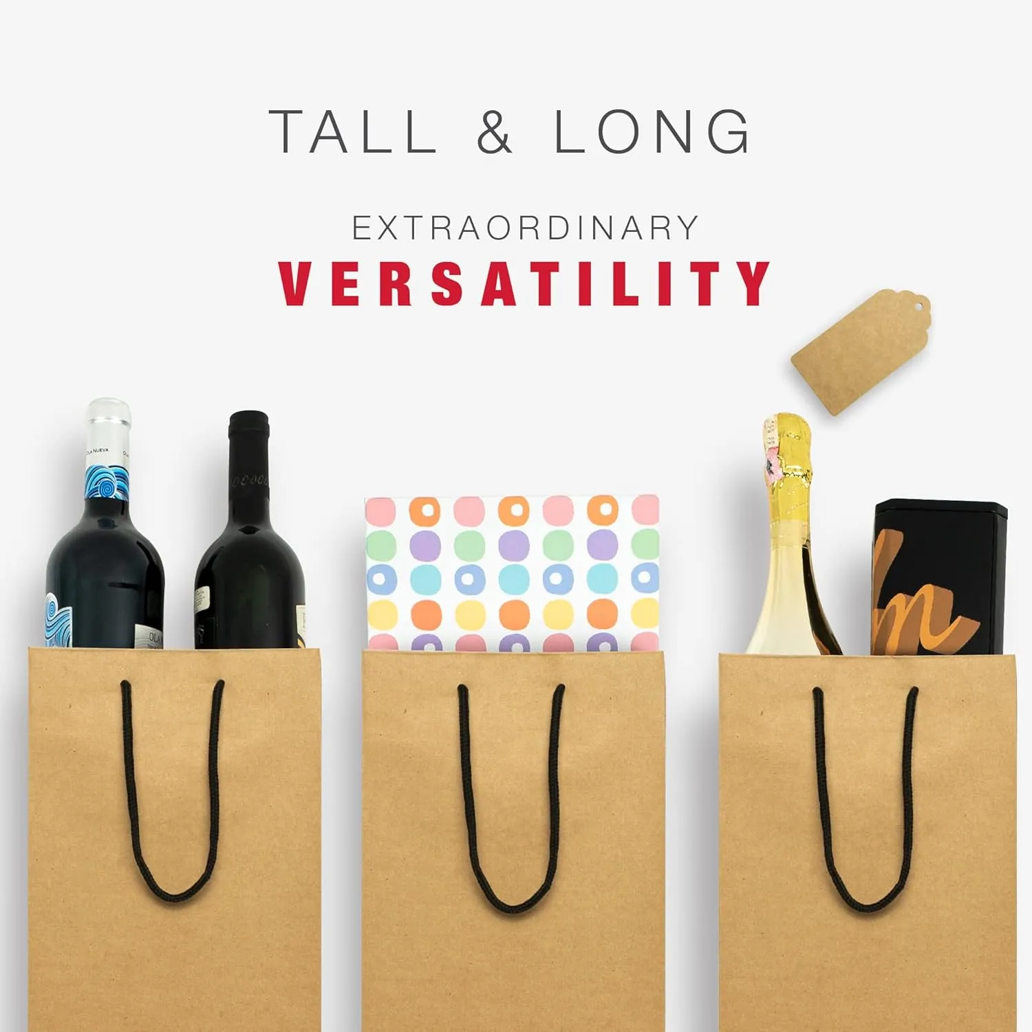 2 Bottle Wine Gift Bag - 7.15x4x13 Inch, 60 Pcs Double Wine Bottle Bag