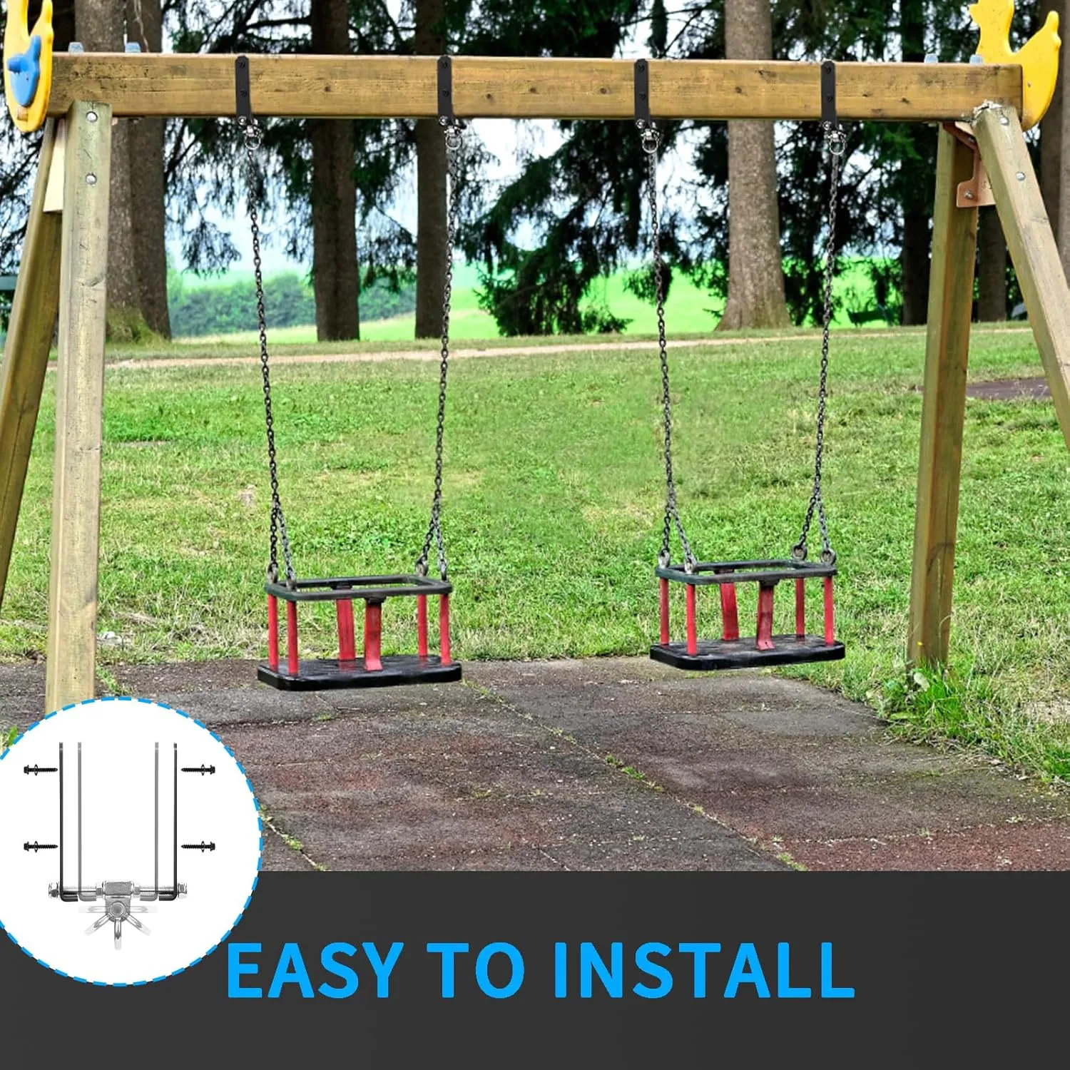 2 Heavy Duty Swing Hangers, Wooden 180° Swing Set Accessories Hammock 660LB Capacity Playground Hammock Chair Rope, Sandbag Porch, Hanging Heavy Punching Bags (2 Pack)