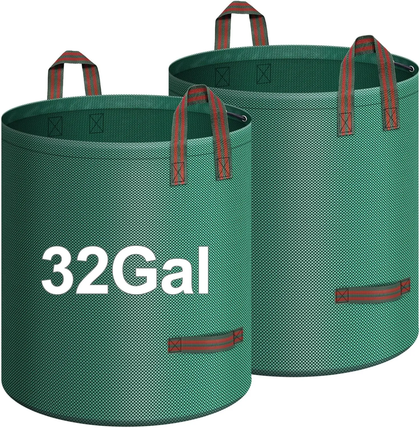 2-Pack 32 Gallons Leaf Bags, Reusable Yard Waste Bags, Heavy Duty Upright Lawn Bags with 4 Handles for Garden Leaves and Waste Collection, Lightweight Portable Yard Trash Bag