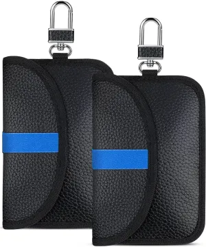 2 Pack Faraday Bags for Key Fob, Signal Blocking Pouch for Car Anti Theft Device Shields Against All Signal Types, Car Fob Protector Fits Most Keyfobs