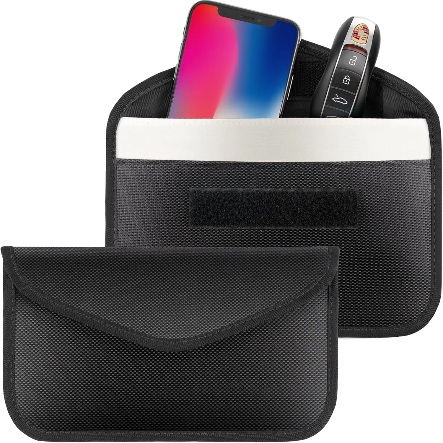 2 Pack Faraday Bags for Phone and Car Keys, Signal Blocking Key Pouch, Anti Theft Car Protection, Cell Phone Keyless Entry Fob Signal Blocking Pouch