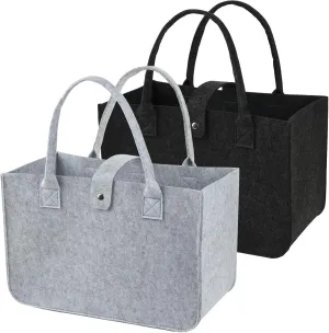 2 reusable shopping bags 20L large capacity dark grey light grey tote bag Environmental protection bags for daily travel grocery bag lunch bag commuter bag book storage and so on