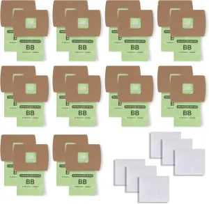 20 Pack Type BB Compact Canister Bags Replacement for Oreck XL Buster B Handheld Vacuum Bags PKBB12DW AK1BB8A Compatible with BB180 BB280 BB850 BB870 BB880 BB900 BB1000 MV160CC1600 with 6 Motor Filter