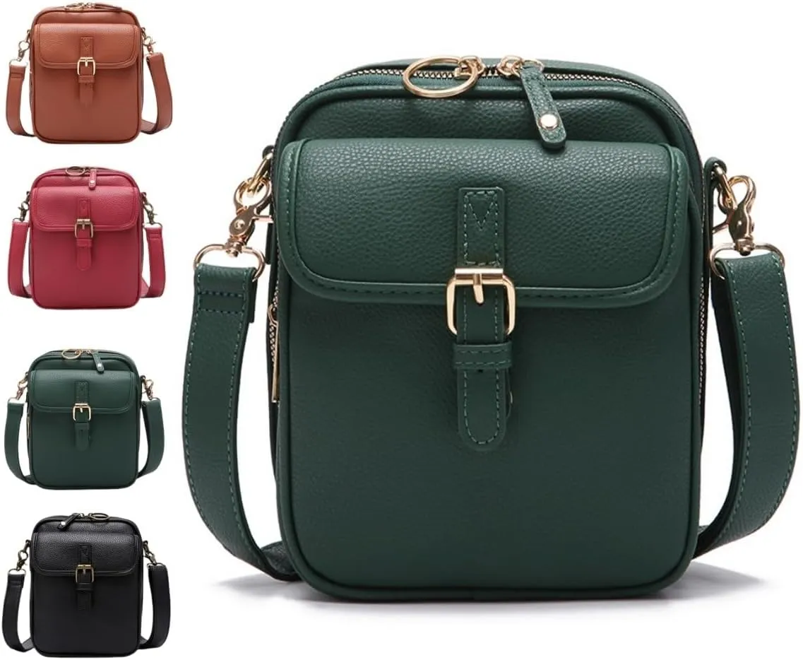 2025 Upgrade Vintage Double Layer Large Capacity Mini Messenger Bag，Leather Small Purse Crossbody Shoulder Bag for Women Men