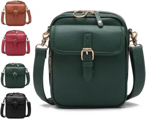 2025 Upgrade Vintage Double Layer Large Capacity Mini Messenger Bag，Leather Small Purse Crossbody Shoulder Bag for Women Men