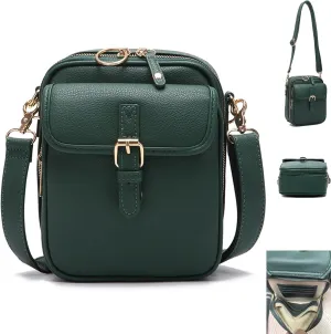 2025 Vintage Double Layer Large Capacity Mini Messenger Bag, Leather Small Purse Crossbody Shoulder Bag for Women Men