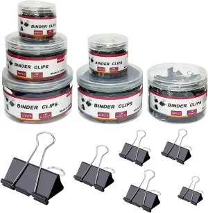 208 PCS Binder Clips Paper Clamps Assorted Sizes, Metal Paper Binder Clip, Black Binding Paperwork Clamp Bulk, Office Supplies for School Teachers