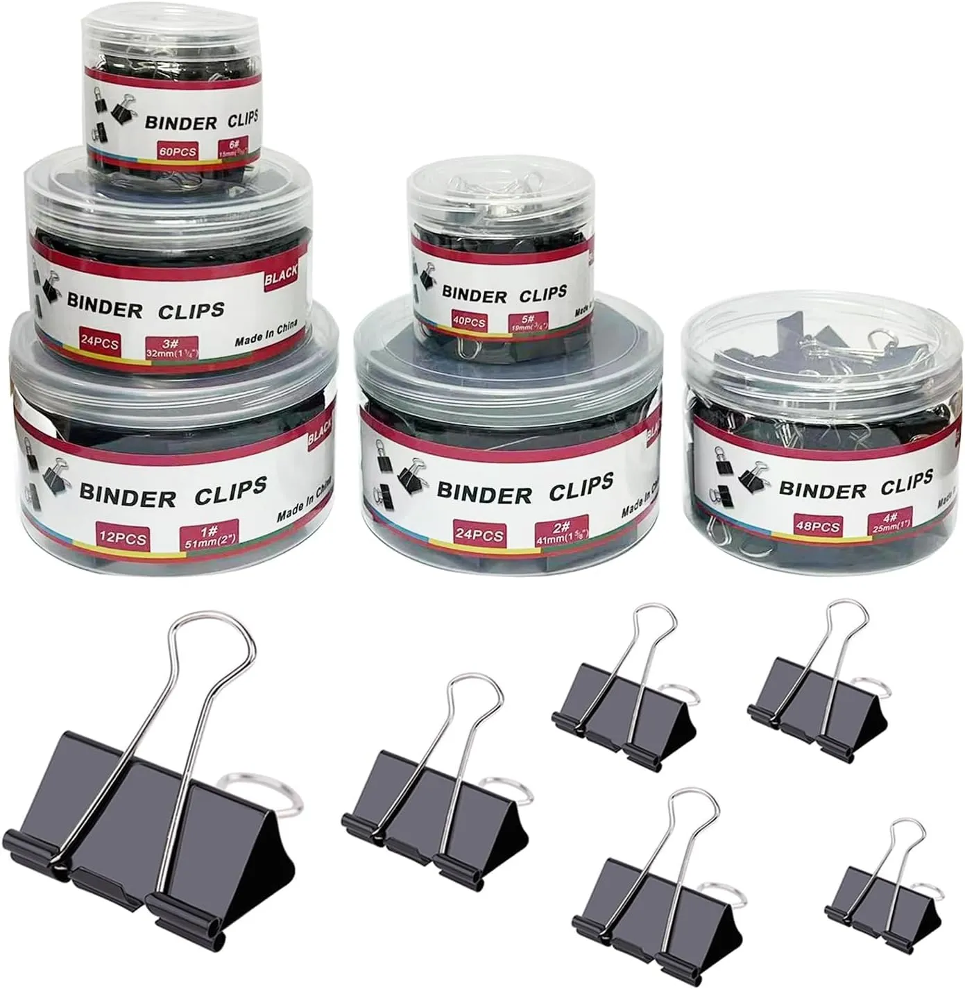 208 PCS Binder Clips Paper Clamps Assorted Sizes, Metal Paper Binder Clip, Black Binding Paperwork Clamp Bulk, Office Supplies for School Teachers