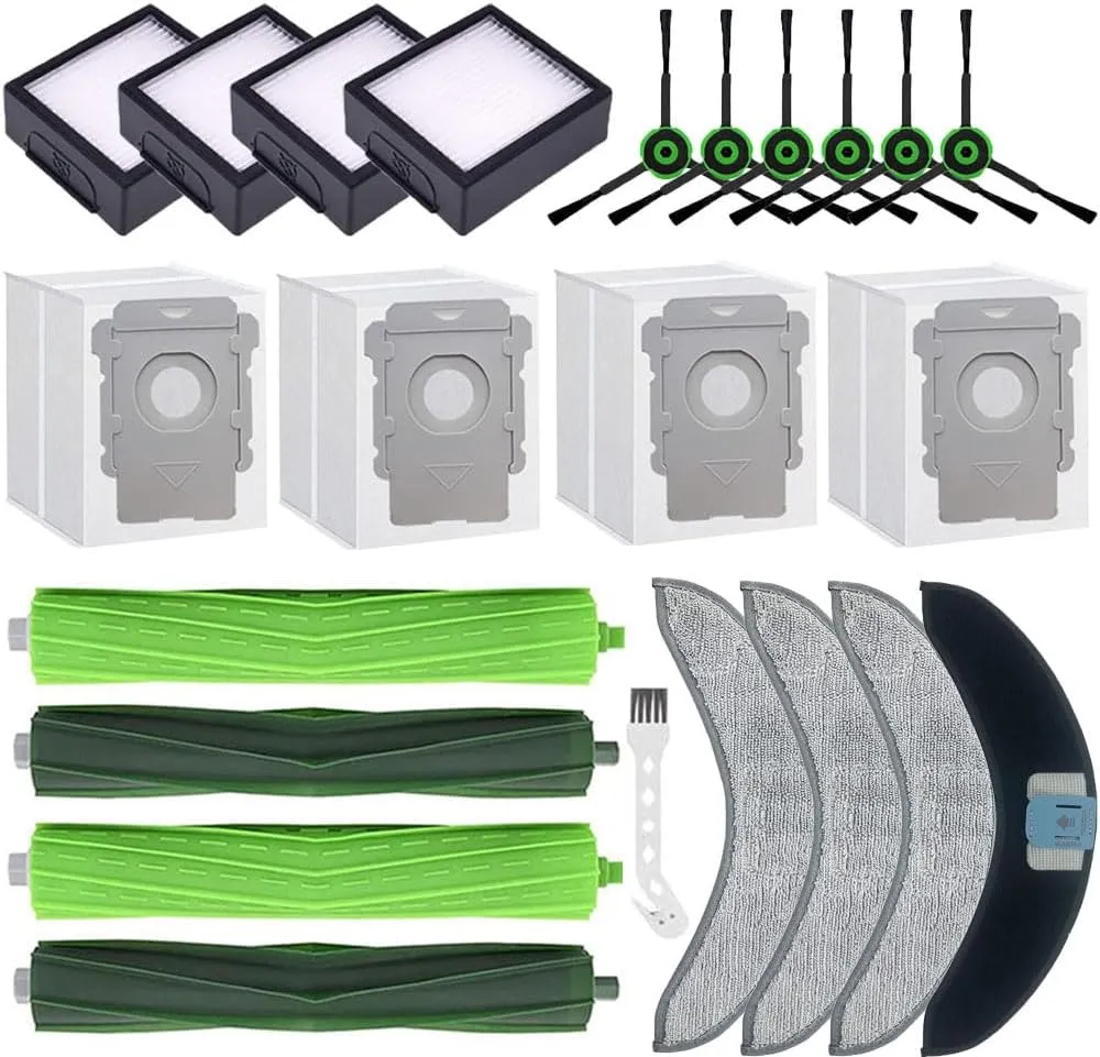 21 Pack Replacement Accessories for iRobot Roomba Combo 10 Max,Combo j9 ,Combo j7 /Plus Vacuum (Only Combo series), 2 Brushes 6 Side brushes 4 Mop Pads &Filters &Dust Bags