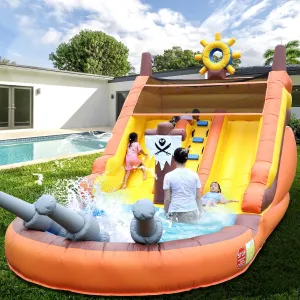 21FT(L) Commercial Grade Water Slide for Kids Adults, w/ (Heavy Duty Full PVC) (Big Airtight Splash Water Pool), (1100w Blower), Inflatable Waterslide for Backyard, Outdoor Slide Park