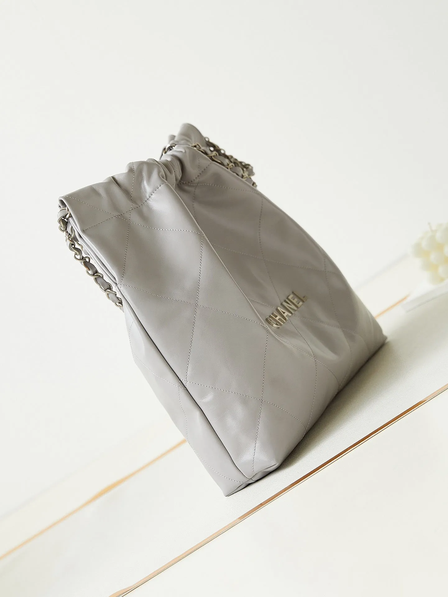 22 calfskin grey Effortless silver hardware hobo CHANEL Safe