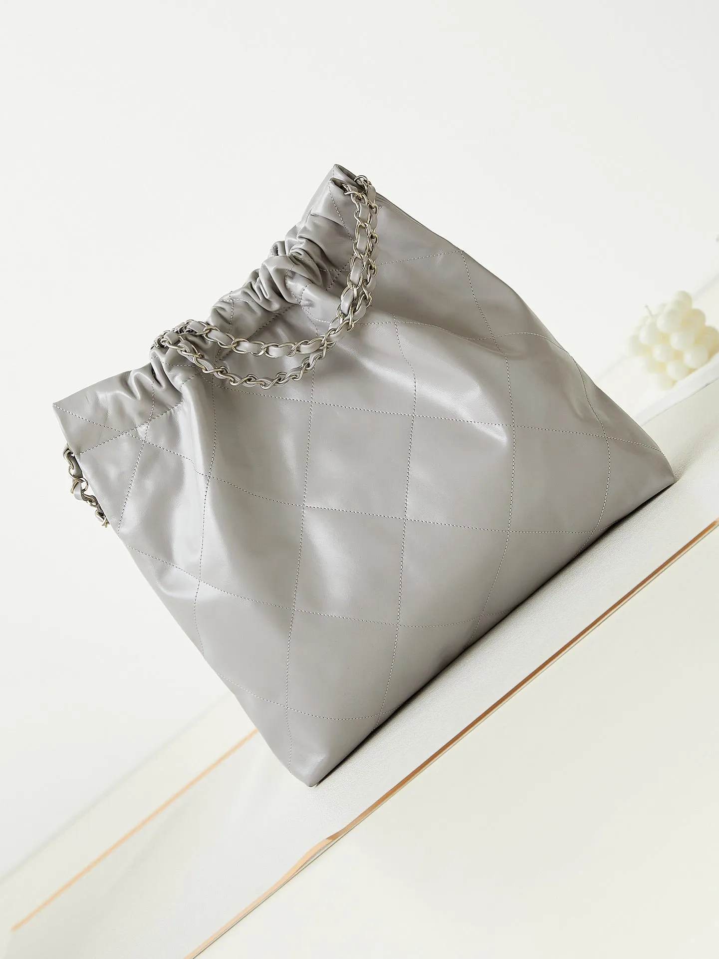 22 calfskin grey Effortless silver hardware hobo CHANEL Safe