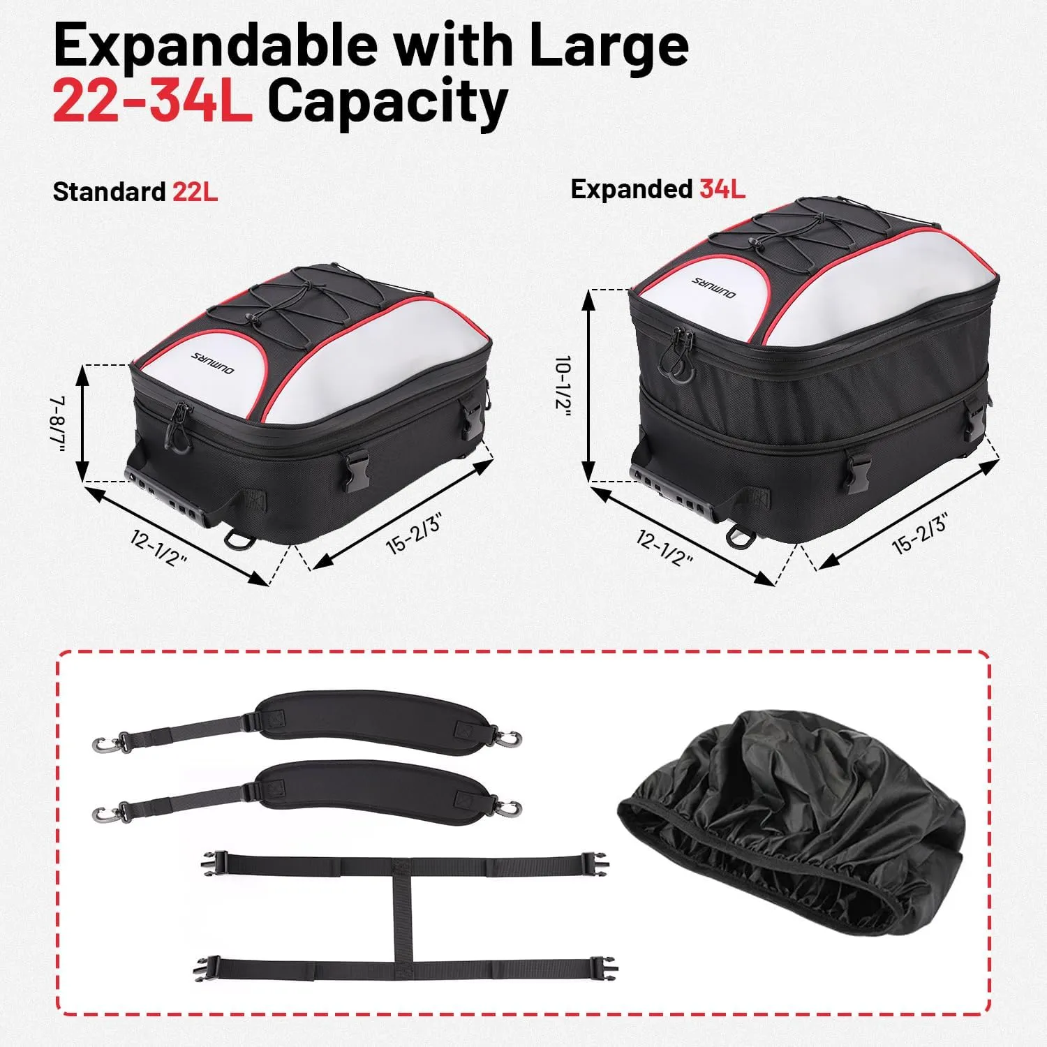 22L-34L Motorcycles Tail Bag,Reflective Backpack 1680D Oxford Motorcycle Bags Back Seat Luggage Bags with Rain Cover,Motorcycle Helmet Bags Backpack Storage for Motorcycles Weekender Travel