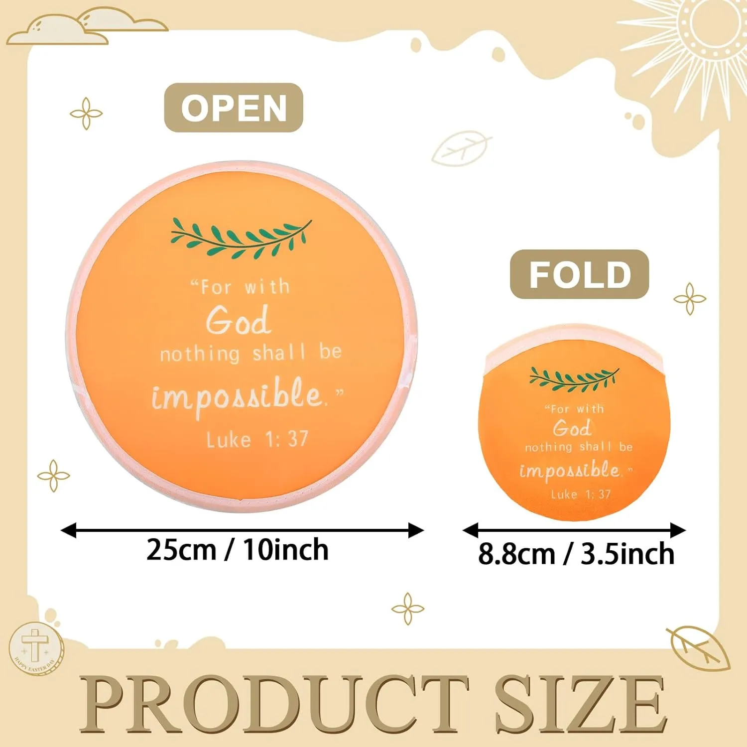 24 Pcs Foldable Flying Disc Fans with Bag Folding Pocket Toy for Fun Birthday Camping Summer Outdoor Activities Party Favors, 8 Styles(Bible)