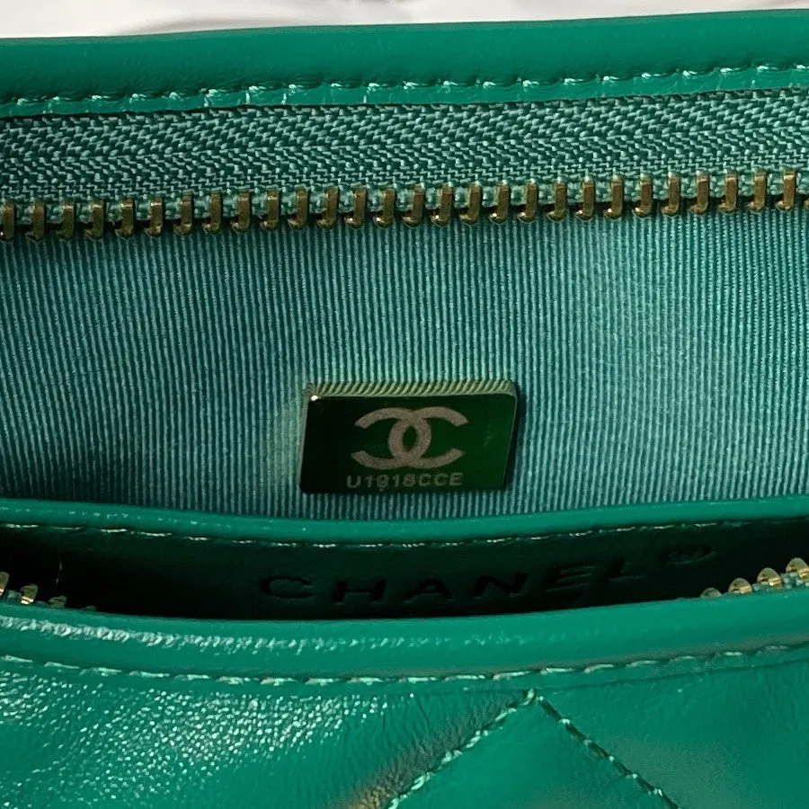 24a CHANEL bag green Trusted by customers 23cm hardware Worldwide availability calfskin gold hobo