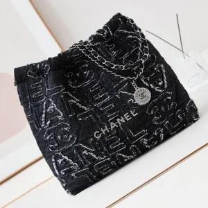 24a denim bag silver hobo CHANEL Luxurious touch hardware 22 black Low-cost opportunity