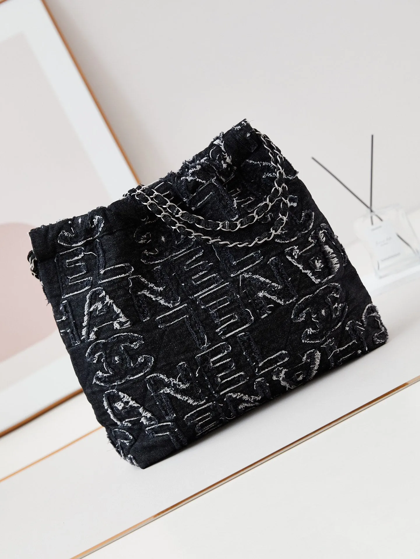 24a denim bag silver hobo CHANEL Luxurious touch hardware 22 black Low-cost opportunity