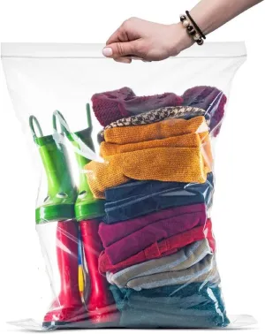25 COUNT 4 MILL - EXTREME THICK BAGS - 14x20" 3.5 GALLON-Large Super Spacious Strong Clear Big Bags, Zipper, Heavy Duty, Plastic Food Storage Bags For Clothing, Toys, Storage, Moving, Organization