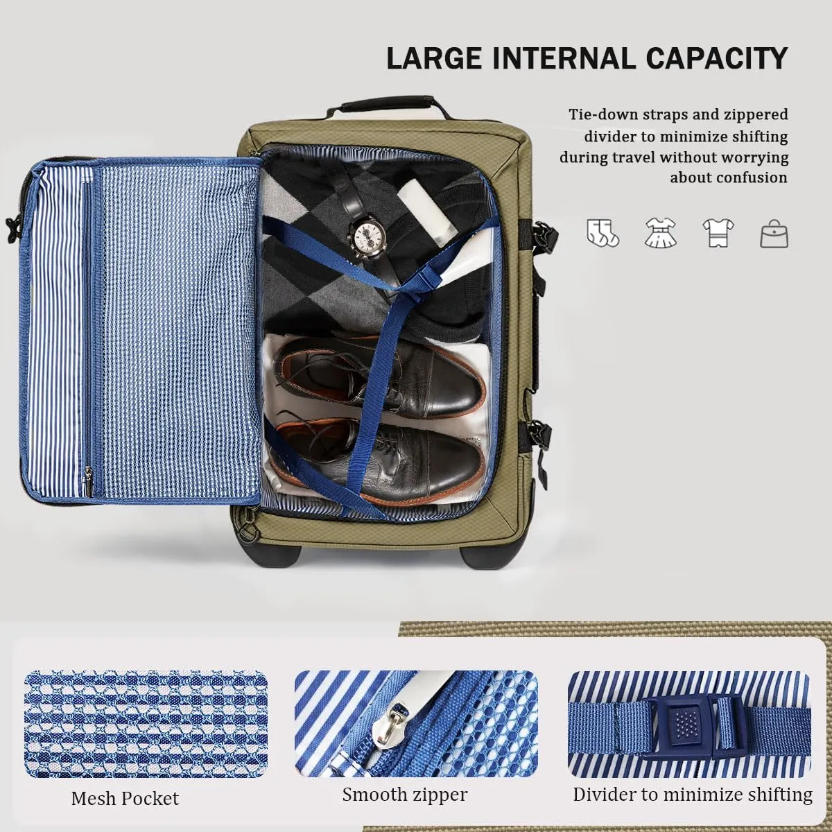26'' Expandable Rolling Duffle Bag with Wheels,Expandable For Up to 15% More Space,Rolling Duffle Bag w/Handle,Carry on Luggage Travel Duffle Bags for Man Women#Armygreen