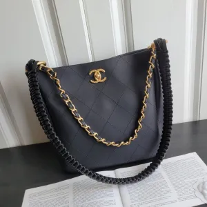 26cm calfskin Discounted hobo gold 23s Extensive collection bag black hardware CHANEL