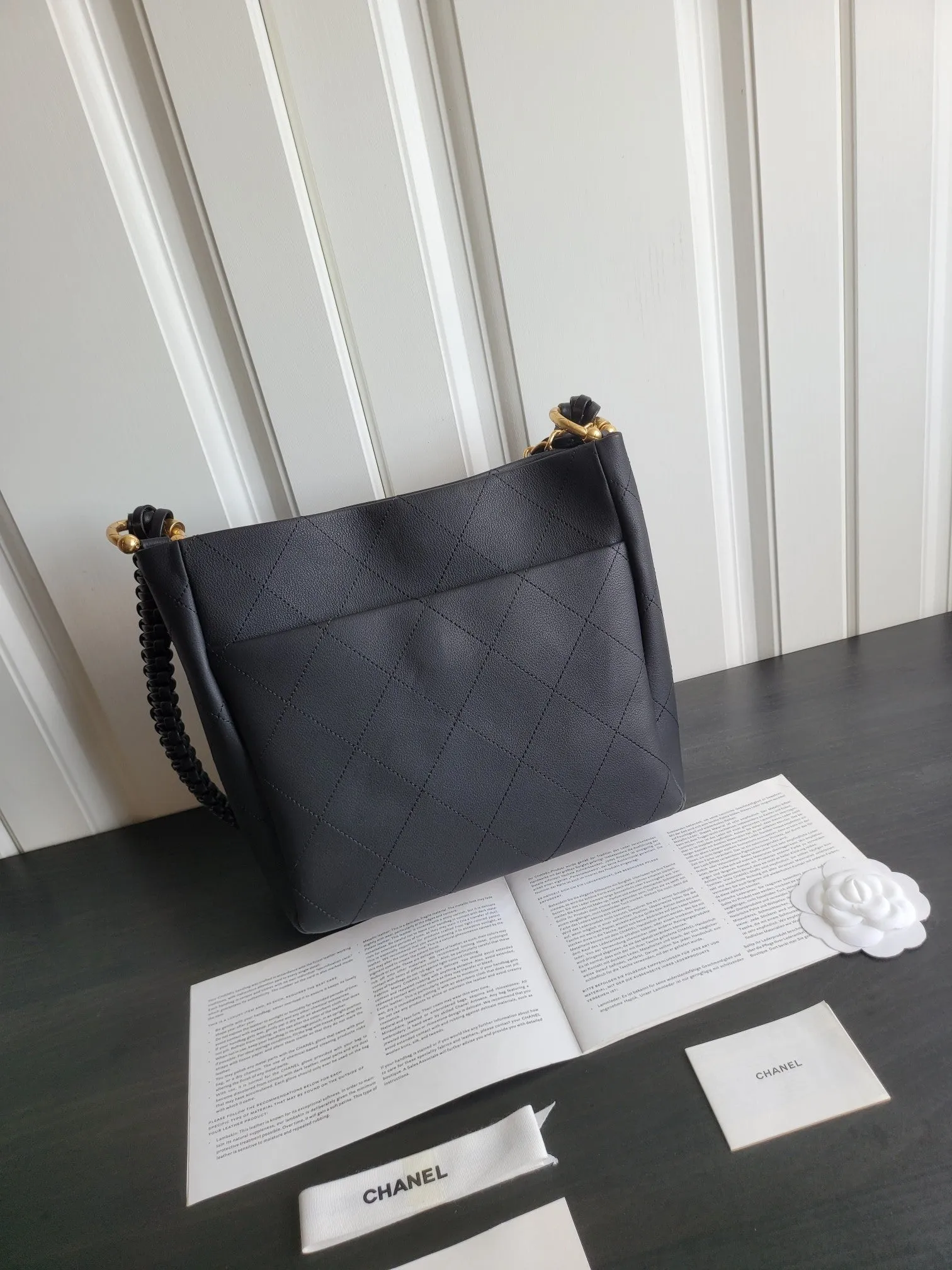 26cm calfskin Discounted hobo gold 23s Extensive collection bag black hardware CHANEL