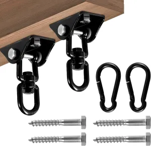 2Pcs Heavy Duty Swing Hangers, 360° Swivel Swing Hook Hardware, 304 Stainless Steel Screw Brackets for Hanging Chairs, Swings, Hammocks, Punching Bag- Indoor & Outdoor Use- 1000LB Capacity