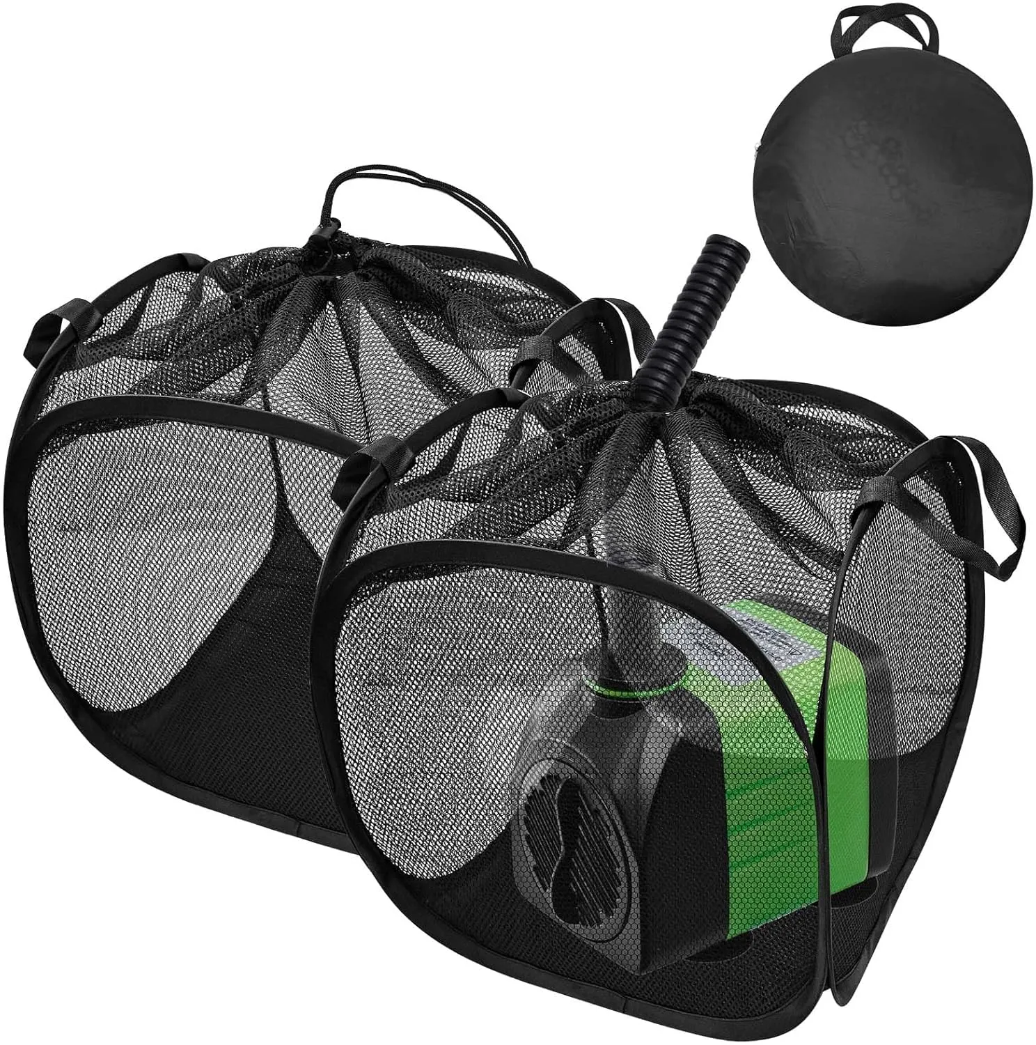 2Pcs Pop Up Pump Barrier Bag Upgraded Pond Filter Box Cover with Drawstring & 2 Handles Anti-Clogging Black Mesh Media Bag Basket for Water Filter Pump Aquarium Swimming Pool Outdoor Fish Pond12"X 12"