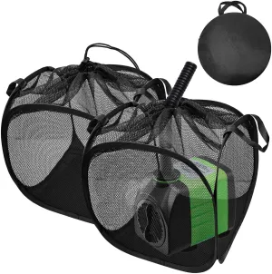 2Pcs Pop Up Pump Barrier Bag Upgraded Pond Filter Box Cover with Drawstring & 2 Handles Anti-Clogging Black Mesh Media Bag Basket for Water Filter Pump Aquarium Swimming Pool Outdoor Fish Pond12"X 12"
