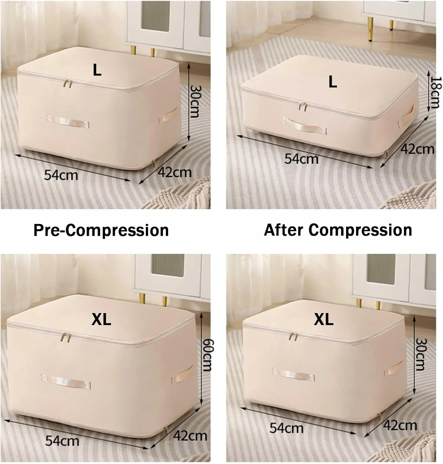 2PCS Ultra Space Saving Self Compression Organizer,Dustproof And Moisture-Proof Compression Storage Bag For King/Queen Comforters, Pillows, Bedding/Quilt, Blanket, Duvet (Gray-XL)