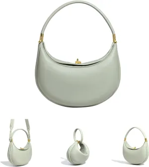 3 In 1 Leather Crescent Bag for Women Designer Handbags with Hasp Closure Stylish Trendy Half Moon Bag for Women
