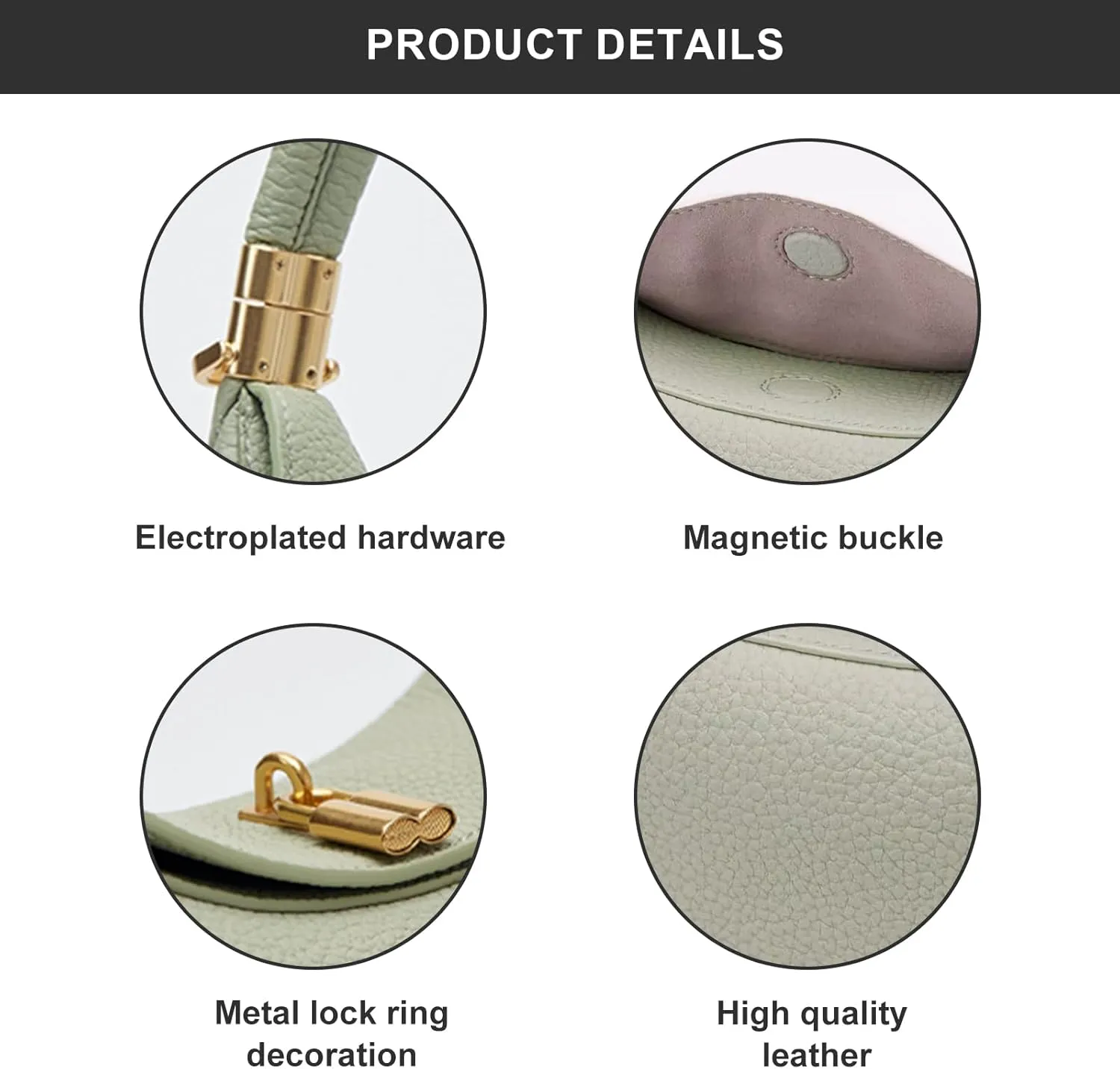 3 In 1 Leather Crescent Bag for Women Designer Handbags with Hasp Closure Stylish Trendy Half Moon Bag for Women