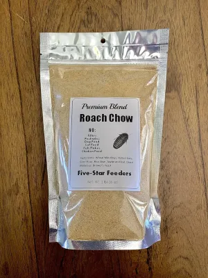 3 lb. Roach & Cricket Chow – Balanced Protein, Calcium-Fortified Diet by Five-Star Feeders – Resealable Mylar Bag