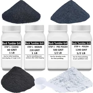 3 LBS Rock Tumbler Grit Set, Rock Tumbler Grit Polish Refill - 4 Step Tumbling Media (Coarse/Medium Grit/Pre-Polished/Final Polish) for Any Rock Tumbler, Rock Polisher, Stone Polisher (3 Pounds)