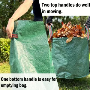 3-Pack 72-Gallon Reusable Yard Waste Bags - Heavy Duty Lawn & Leaf Collection Bags with 3 Pairs Gardening Gloves, 4-Handle Standing Design for Easy Yard Waste Recycling & Disposal"