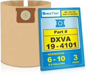 3 Pack High Efficiency Replacement Filter Bags for DEWALT 6 to 10 Gallon Wet/Dry Vacs - Part # DEWALT DXVA19-4101…