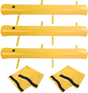 3 Pcs PVC Flood Barriers for Home with 2 Connecting Bands 6ft x 8inch Water Barriers Flood Bags Alternative Lightweight Water Barriers Prevention for Flooding Rain Protection Door Garage