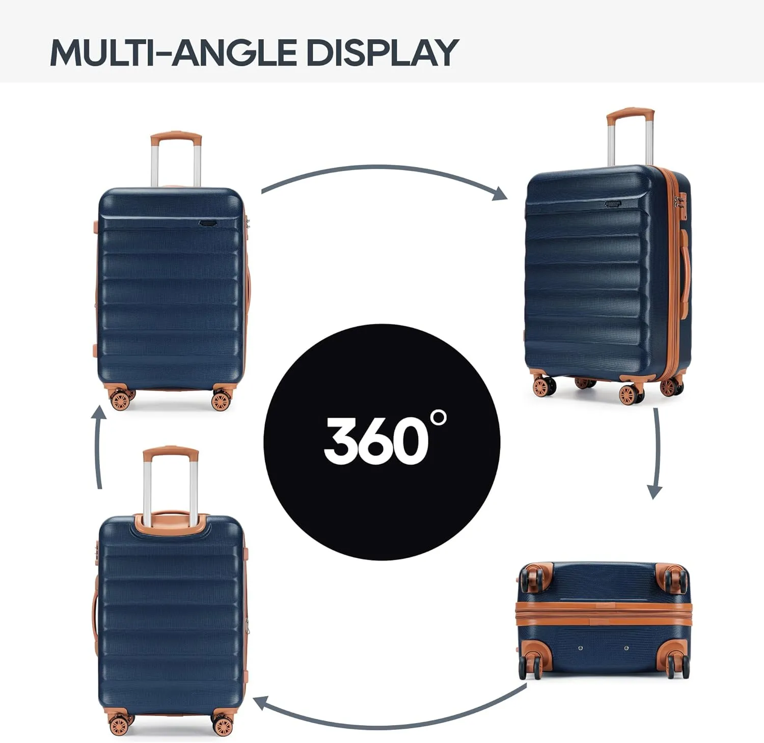 3-piece expandable luggage sets with Spinner Wheels， Suitcase with TSA Lock，Large Luggage for Family Travel & carry on 20/24/28，Blue   Brown color