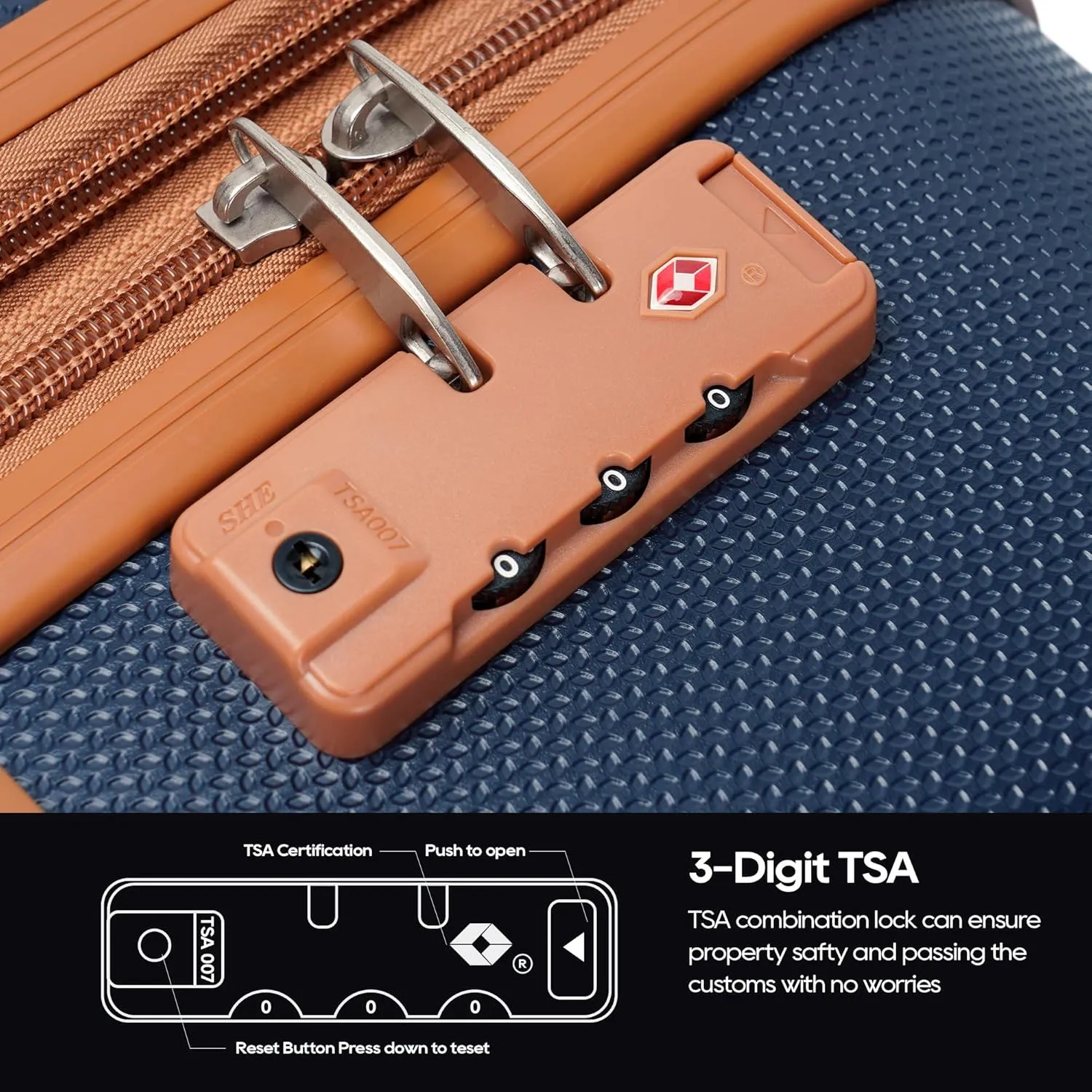 3-piece expandable luggage sets with Spinner Wheels， Suitcase with TSA Lock，Large Luggage for Family Travel & carry on 20/24/28，Blue   Brown color